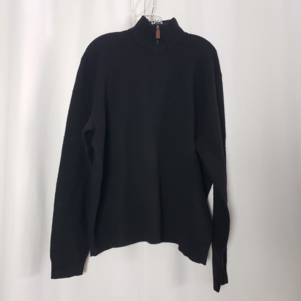 Polo Ralph Lauren Mens XXL Black 100% Lambswool Quarter Zip Sweater Italian Yarn